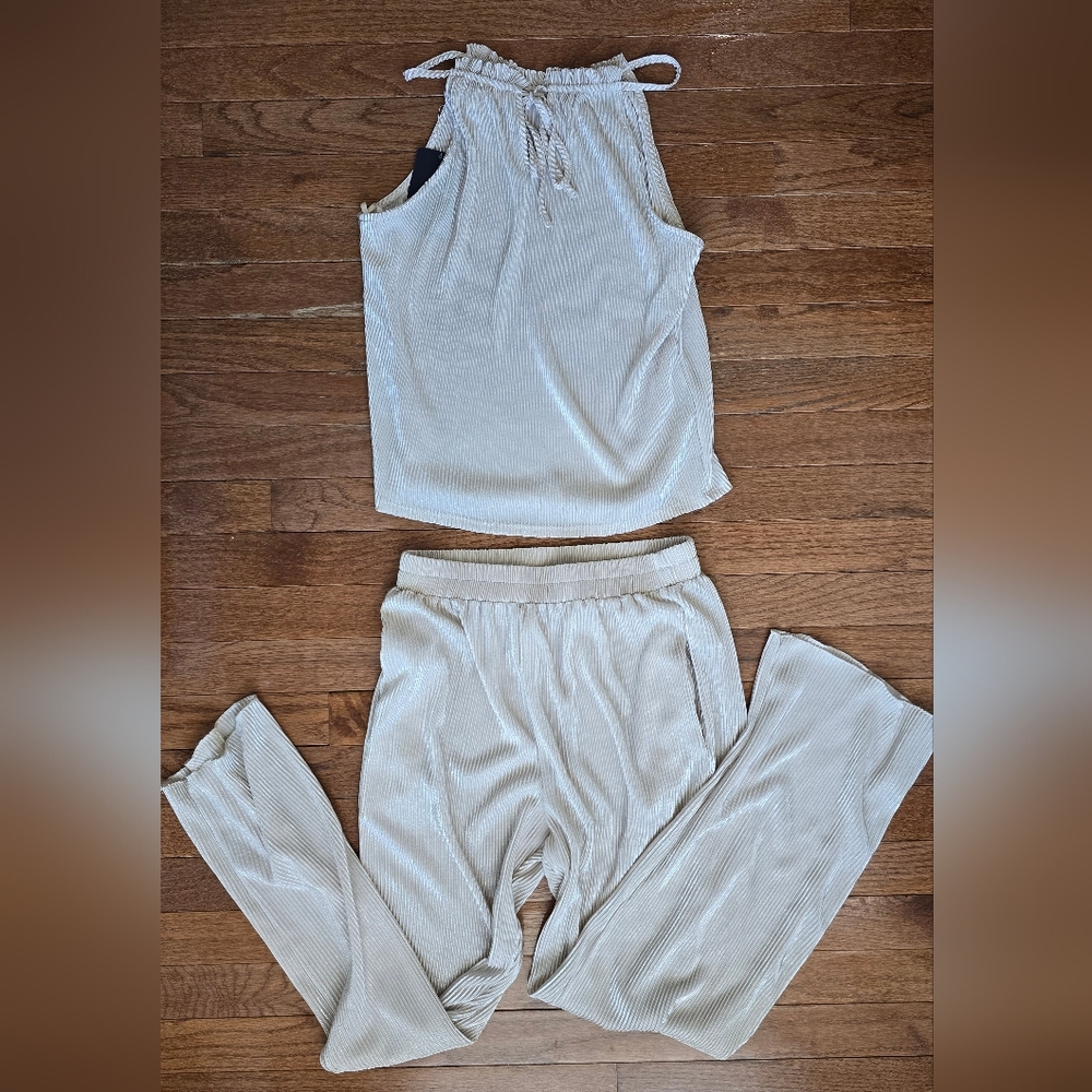 Gold Metallic Top & Pants Set